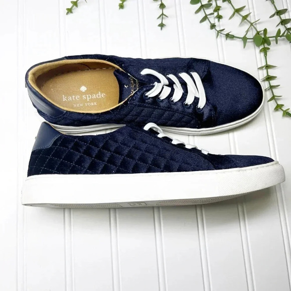 Kate Spade Blue Velvet Fleet Quilted Sneakers Women's Size 7.5 - Picture 4 of 9